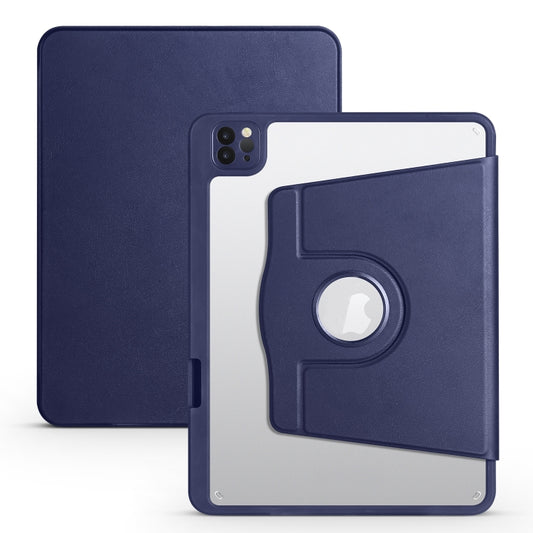 For iPad Air 13 2025 / 2024 Acrylic 360 Degree Rotation Holder Leather Tablet Case(Dark Blue) - More iPad Cases by PMC Jewellery | Online Shopping South Africa | PMC Jewellery | Buy Now Pay Later Mobicred