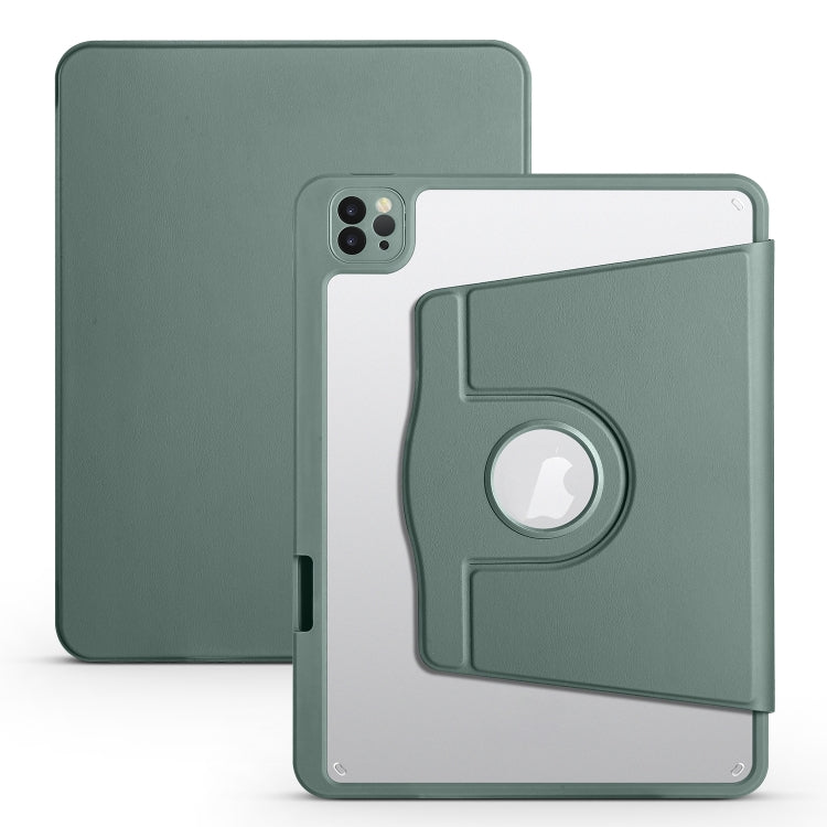 For iPad Air 13 2024 Acrylic 360 Degree Rotation Holder Leather Tablet Case(Pine Green) - iPad Air 13 2024 Cases by PMC Jewellery | Online Shopping South Africa | PMC Jewellery | Buy Now Pay Later Mobicred