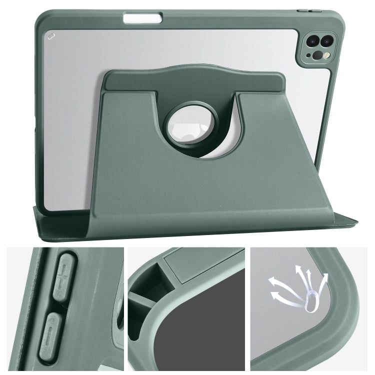 For iPad Air 13 2024 Acrylic 360 Degree Rotation Holder Leather Tablet Case(Pine Green) - iPad Air 13 2024 Cases by PMC Jewellery | Online Shopping South Africa | PMC Jewellery | Buy Now Pay Later Mobicred