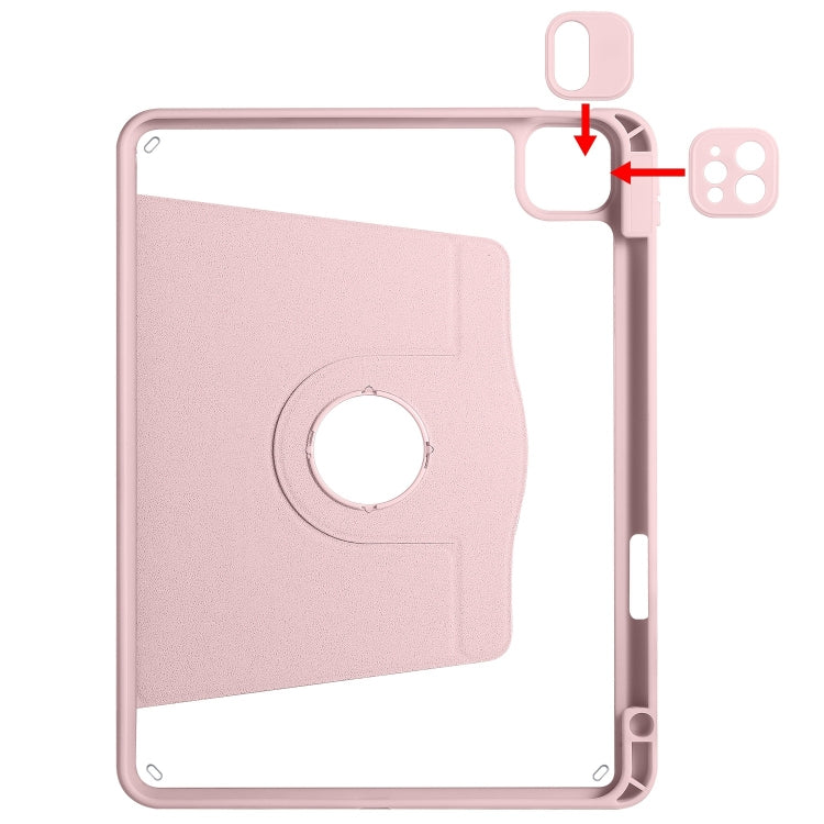 For iPad Pro 13 2024 Acrylic 360 Degree Rotation Holder Leather Tablet Case(Sand Pink) - iPad Pro 13 2024 Cases by PMC Jewellery | Online Shopping South Africa | PMC Jewellery | Buy Now Pay Later Mobicred