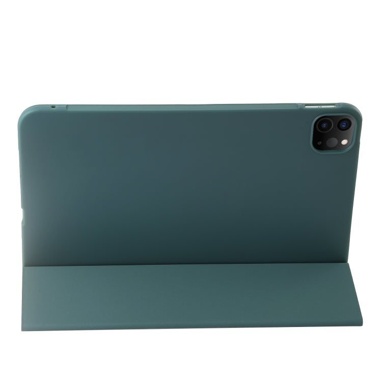 For iPad Pro 13 2024 Three-fold Holder Flip Tablet Leather Case(Dark Green) - iPad Pro 13 2024 Cases by PMC TechLife | Online Shopping South Africa | PMC TechLife | Buy Now Pay Later Mobicred