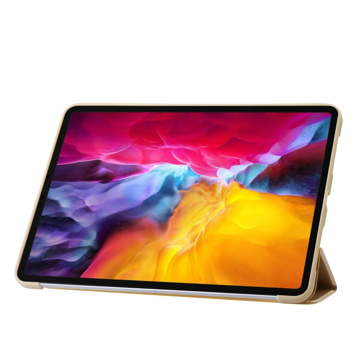 For iPad Pro 11 2024 Three-fold Holder Flip Tablet Leather Case(Gold) - iPad Pro 11 2024 Cases by PMC Jewellery | Online Shopping South Africa | PMC Jewellery | Buy Now Pay Later Mobicred