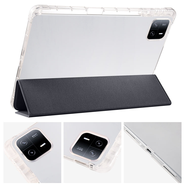 For iPad Pro 11 2024 3-fold Clear TPU Smart Leather Tablet Case with Pen Slot(Black) - iPad Pro 11 2024 Cases by PMC Jewellery | Online Shopping South Africa | PMC Jewellery | Buy Now Pay Later Mobicred