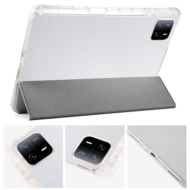 For iPad Pro 11 2024 3-fold Clear TPU Smart Leather Tablet Case with Pen Slot(Space Gray) - iPad Pro 11 2024 Cases by PMC Jewellery | Online Shopping South Africa | PMC Jewellery | Buy Now Pay Later Mobicred