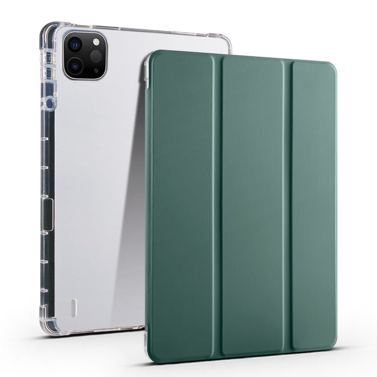 For iPad Air 11 2024 3-fold Clear TPU Smart Leather Tablet Case with Pen Slot(Dark Green) - iPad Air 11 2024 Cases by PMC Jewellery | Online Shopping South Africa | PMC Jewellery | Buy Now Pay Later Mobicred