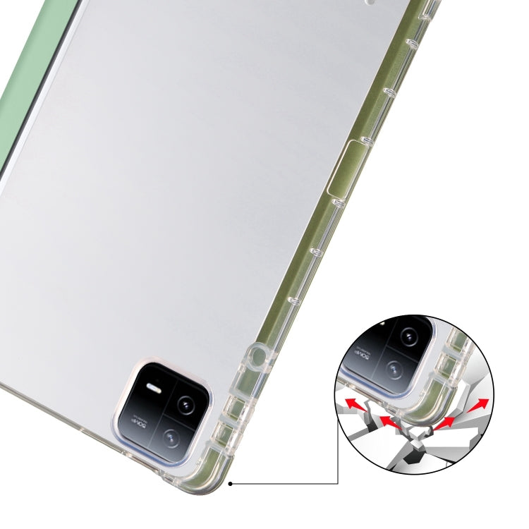 For iPad Air 11 2024 3-fold Clear TPU Smart Leather Tablet Case with Pen Slot(Green) - iPad Air 11 2024 Cases by PMC Jewellery | Online Shopping South Africa | PMC Jewellery | Buy Now Pay Later Mobicred