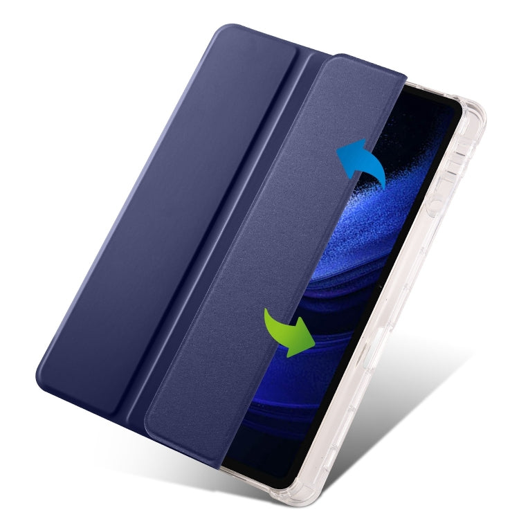 For iPad Air 13 2025 / 2024 3-fold Clear TPU Smart Leather Tablet Case with Pen Slot(Dark Blue) - iPad Air 13 2025 / 2024 Cases by PMC Jewellery | Online Shopping South Africa | PMC Jewellery | Buy Now Pay Later Mobicred