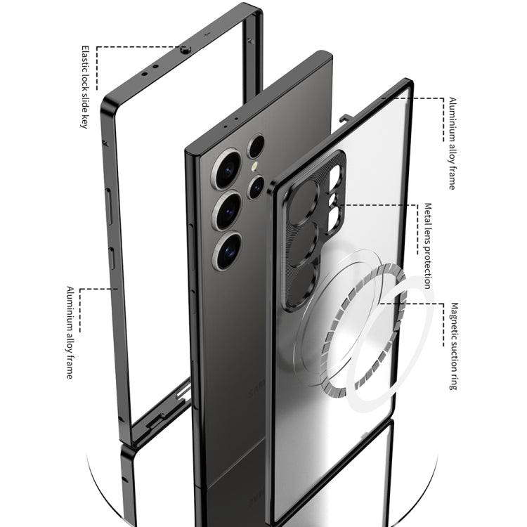 For Samsung Galaxy S24 5G Snap Buckle Metal Frame Frosted MagSafe Phone Case(Silver) - Galaxy S24 5G Cases by PMC Jewellery | Online Shopping South Africa | PMC Jewellery | Buy Now Pay Later Mobicred