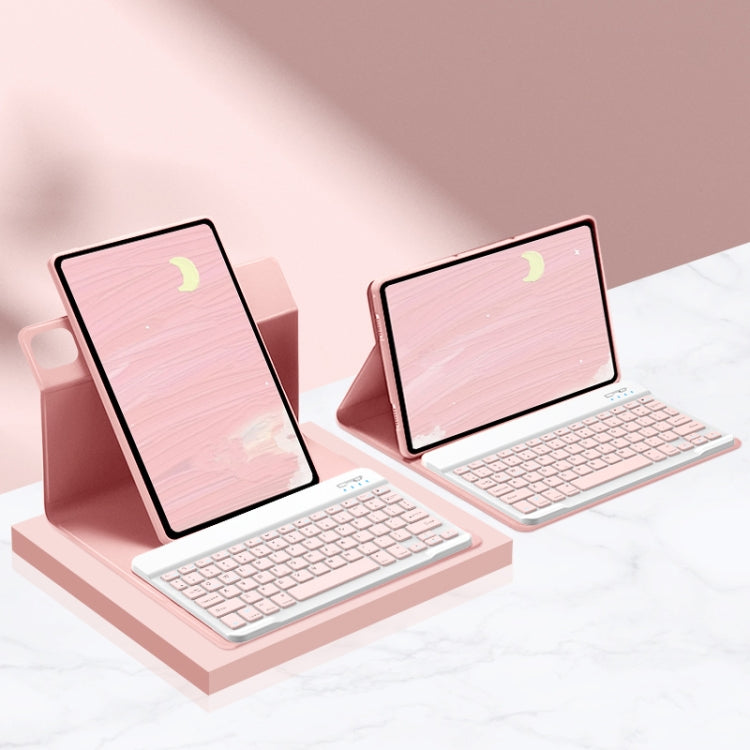 For Xiaomi Pad 5 Pro 12.4 inch Detachable Keyboard Smart Tablet Leather Case(Pink) - Others Keyboard by PMC Jewellery | Online Shopping South Africa | PMC Jewellery | Buy Now Pay Later Mobicred