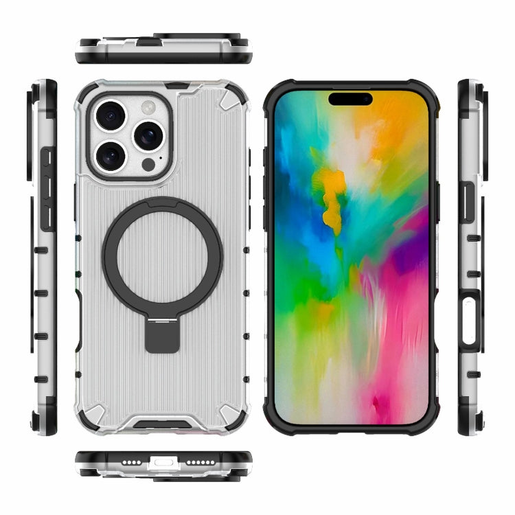 For iPhone 16 Pro Max Grating Holder Shockproof Phone Case(Transparent) - iPhone 16 Pro Max Cases by PMC Jewellery | Online Shopping South Africa | PMC Jewellery | Buy Now Pay Later Mobicred