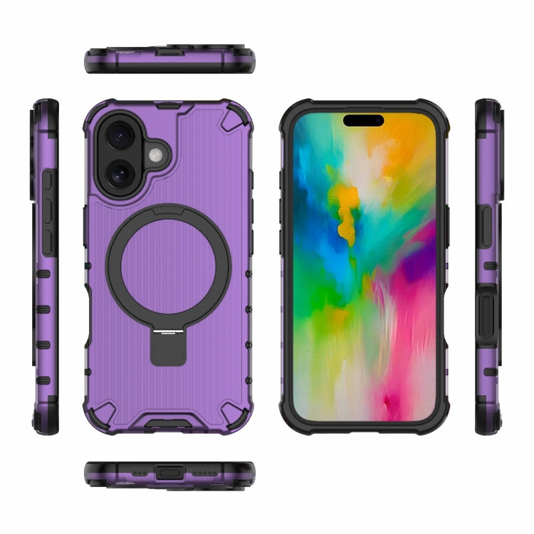 For iPhone 16 Grating Holder Shockproof Phone Case(Purple) - iPhone 16 Cases by PMC Jewellery | Online Shopping South Africa | PMC Jewellery | Buy Now Pay Later Mobicred