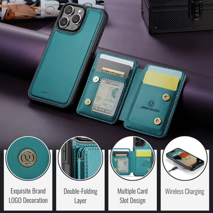 For iPhone 16 Pro Max JEEHOOD J05 Business Magnetic Style RFID Leather Phone Case(Blue Green) - iPhone 16 Pro Max Cases by JEEHOOD | Online Shopping South Africa | PMC Jewellery | Buy Now Pay Later Mobicred