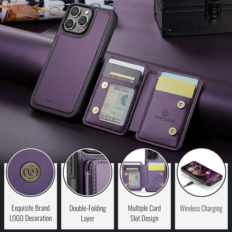 For iPhone 16 Pro JEEHOOD J05 Business Magnetic Style RFID Leather Phone Case(Purple) - iPhone 16 Pro Cases by JEEHOOD | Online Shopping South Africa | PMC Jewellery | Buy Now Pay Later Mobicred