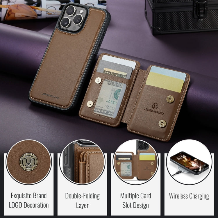 For iPhone 16 Pro JEEHOOD J05 Business Magnetic Style RFID Leather Phone Case(Brown) - iPhone 16 Pro Cases by JEEHOOD | Online Shopping South Africa | PMC Jewellery | Buy Now Pay Later Mobicred