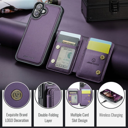 For iPhone 16 Plus JEEHOOD J05 Business Magnetic Style RFID Leather Phone Case(Purple) - iPhone 16 Plus Cases by JEEHOOD | Online Shopping South Africa | PMC Jewellery | Buy Now Pay Later Mobicred