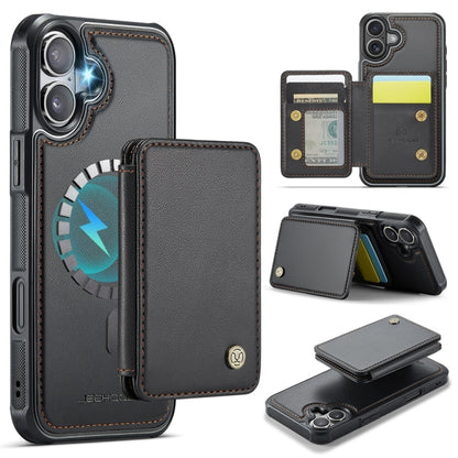 For iPhone 16 JEEHOOD J05 Business Magnetic Style RFID Leather Phone Case(Black) - iPhone 16 Cases by JEEHOOD | Online Shopping South Africa | PMC Jewellery | Buy Now Pay Later Mobicred