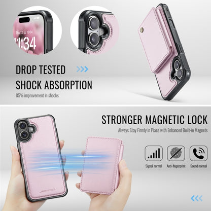 For iPhone 16 JEEHOOD J05 Business Magnetic Style RFID Leather Phone Case(Pink) - iPhone 16 Cases by JEEHOOD | Online Shopping South Africa | PMC Jewellery | Buy Now Pay Later Mobicred