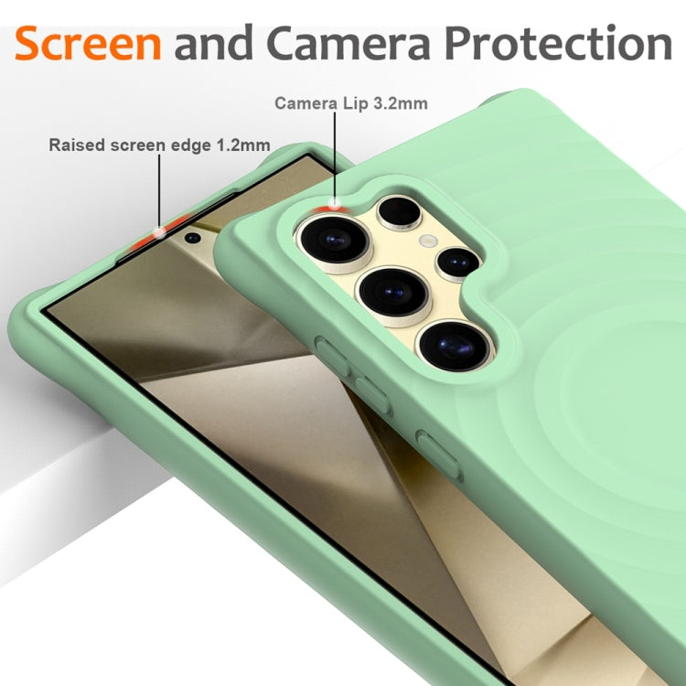 For Samsung Galaxy S25 Ultra 5G Wave Texture MagSafe Magnetic Liquid Silicone Phone Case(Green) - Galaxy S25 Ultra 5G Cases by PMC Jewellery | Online Shopping South Africa | PMC Jewellery | Buy Now Pay Later Mobicred