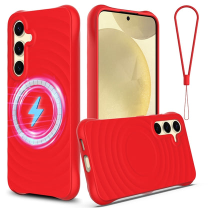 For Samsung Galaxy S25+ 5G Wave Texture MagSafe Magnetic Liquid Silicone Phone Case(Red) - Galaxy S25+ 5G Cases by PMC Jewellery | Online Shopping South Africa | PMC Jewellery | Buy Now Pay Later Mobicred