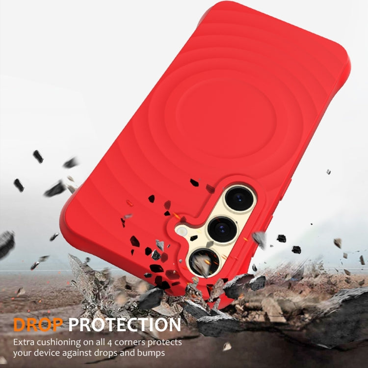 For Samsung Galaxy S25+ 5G Wave Texture MagSafe Magnetic Liquid Silicone Phone Case(Red) - Galaxy S25+ 5G Cases by PMC Jewellery | Online Shopping South Africa | PMC Jewellery | Buy Now Pay Later Mobicred