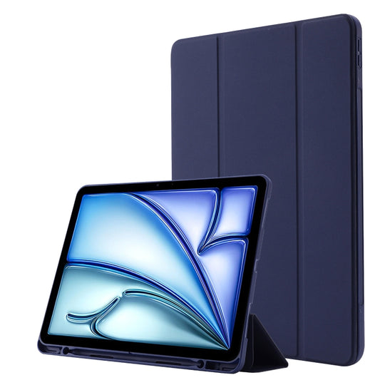 For iPad Air 11 2024 Skin Feel Tri-fold Leather Tablet Case with Pen Slot(Dark Blue) - iPad Air 11 2024 Cases by PMC Jewellery | Online Shopping South Africa | PMC Jewellery | Buy Now Pay Later Mobicred