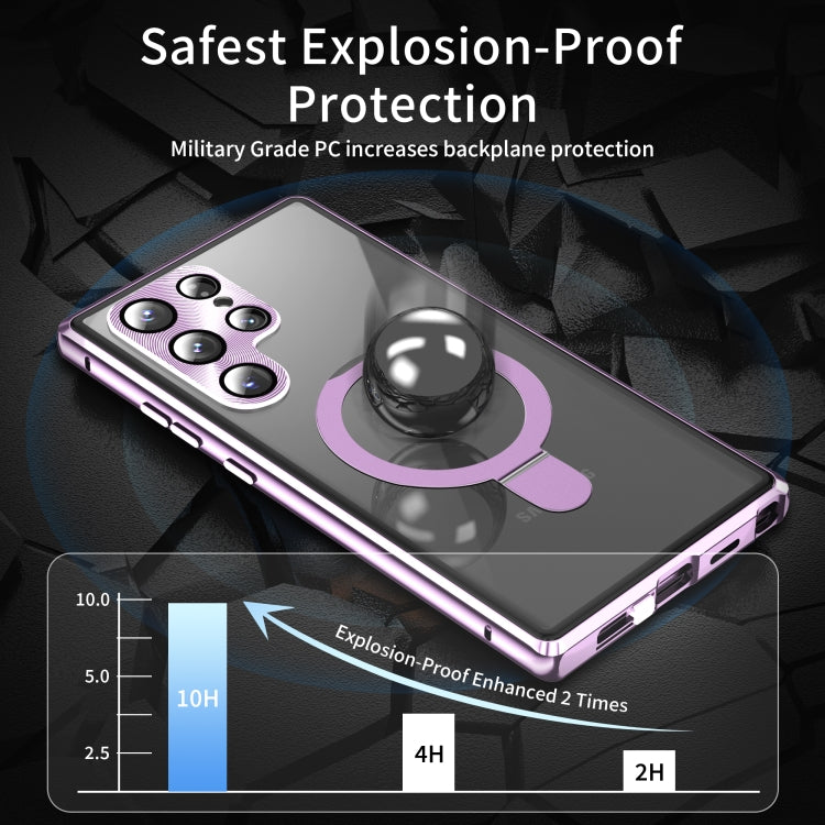 For Samsung Galaxy S24 Ultra 5G MagSafe Magnetic Privacy Frosted Tempered Glass Holder Phone Case(Purple) - Galaxy S24 Ultra 5G Cases by PMC Jewellery | Online Shopping South Africa | PMC Jewellery | Buy Now Pay Later Mobicred