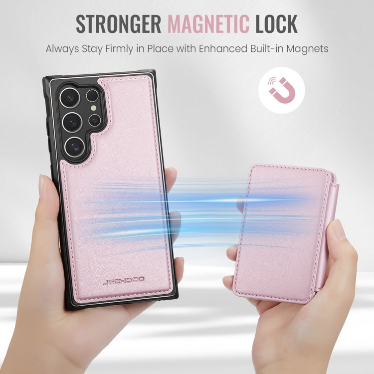 For Samsung Galaxy S24 Ultra 5G JEEHOOD J05 Business Magnetic Style RFID Leather Phone Case(Pink) - Galaxy S24 Ultra 5G Cases by JEEHOOD | Online Shopping South Africa | PMC Jewellery | Buy Now Pay Later Mobicred