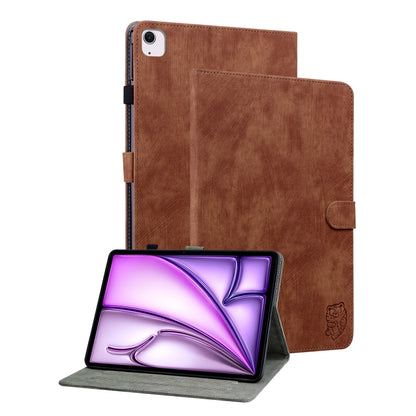 For iPad Air 11 2024 Embossed Tiger Pattern Leather Tablet Case(Brown) - iPad Air 11 2024 Cases by PMC Jewellery | Online Shopping South Africa | PMC Jewellery | Buy Now Pay Later Mobicred