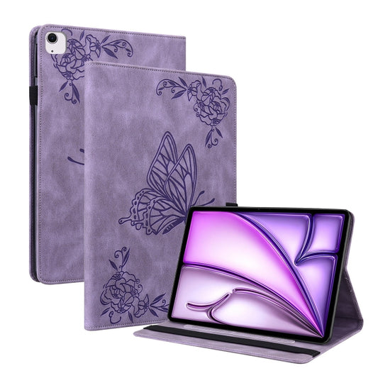 For iPad Air 11 2024 Butterfly Flower Embossed Leather Tablet Case(Purple) - iPad Air 11 2025 / 2024 Cases by PMC Jewellery | Online Shopping South Africa | PMC Jewellery | Buy Now Pay Later Mobicred