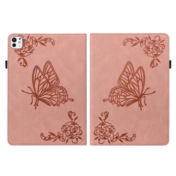 For iPad Pro 11 2024 Butterfly Flower Embossed Leather Tablet Case(Rose Gold) - iPad Pro 11 2024 Cases by PMC Jewellery | Online Shopping South Africa | PMC Jewellery | Buy Now Pay Later Mobicred