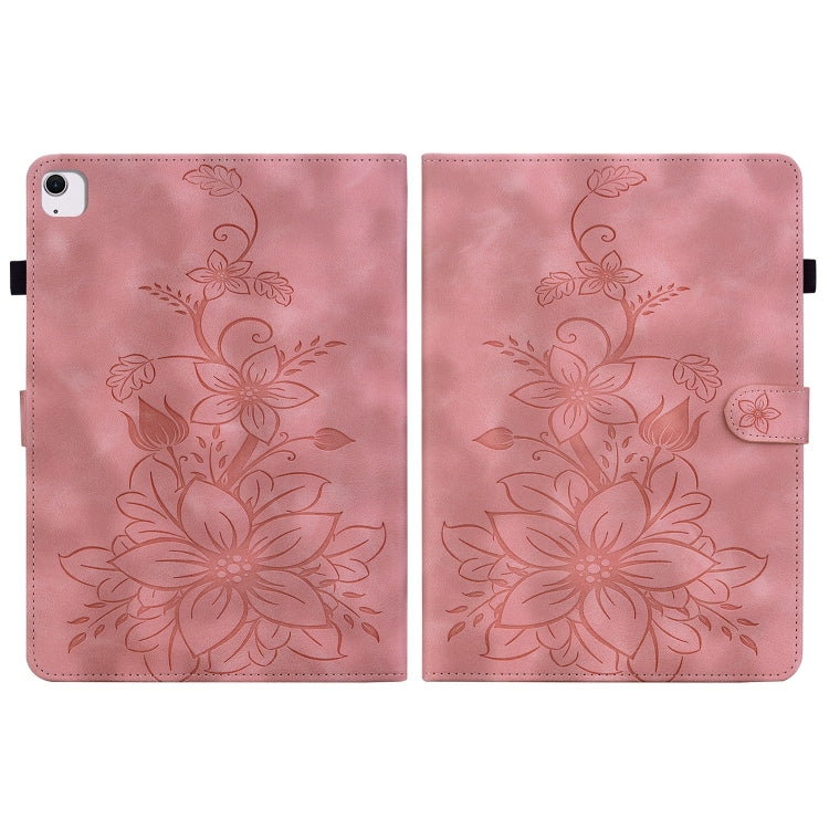 For iPad Air 11 2024 Lily Embossed Leather Smart Tablet Case(Pink) - iPad Air 11 2024 Cases by PMC Jewellery | Online Shopping South Africa | PMC Jewellery | Buy Now Pay Later Mobicred