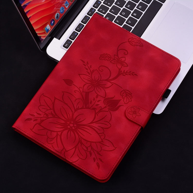 For iPad Pro 11 2024 Lily Embossed Leather Smart Tablet Case(Red) - iPad Pro 11 2024 Cases by PMC TechLife | Online Shopping South Africa | PMC TechLife | Buy Now Pay Later Mobicred