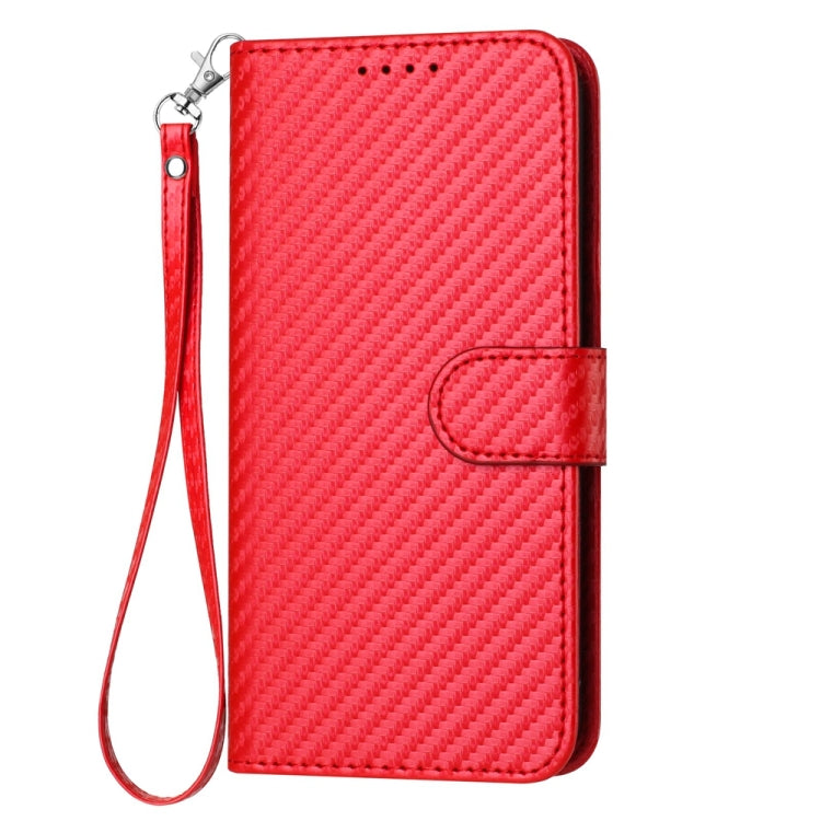 For iPhone SE 2024 YX0070 Carbon Fiber Buckle Leather Phone Case with Lanyard(Red) - More iPhone Cases by PMC Jewellery | Online Shopping South Africa | PMC Jewellery | Buy Now Pay Later Mobicred