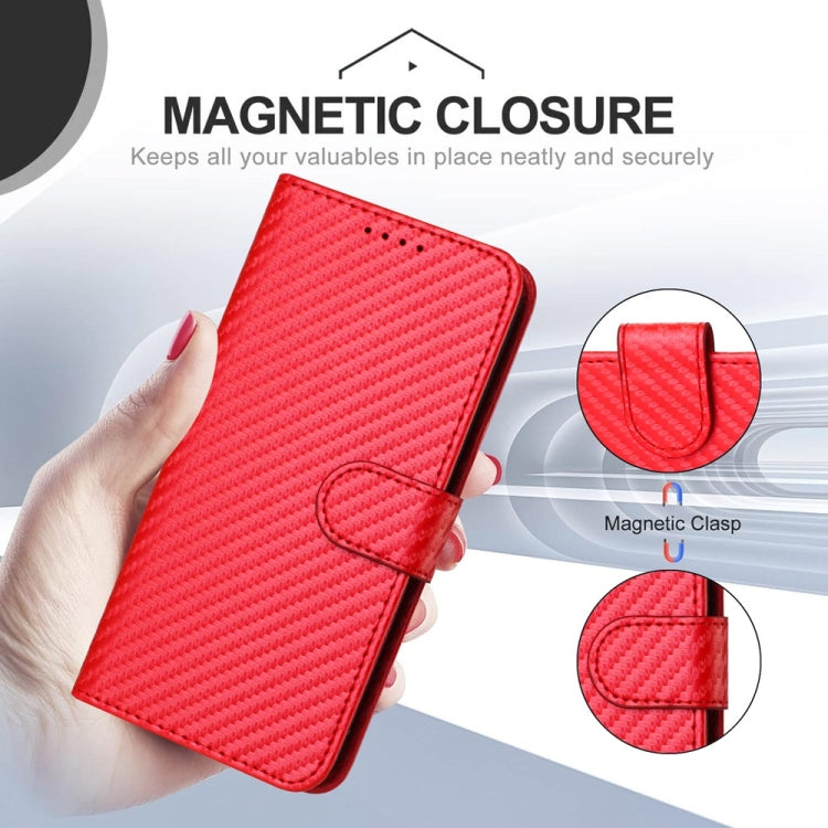 For iPhone 16 Pro Max YX0070 Carbon Fiber Buckle Leather Phone Case with Lanyard(Red) - iPhone 16 Pro Max Cases by PMC Jewellery | Online Shopping South Africa | PMC Jewellery | Buy Now Pay Later Mobicred