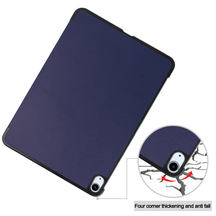 For iPad Air 13 2024 Custer Pure Color 3-Fold Holder Smart Leather Tablet Case(Dark Blue) - iPad Air 13 2024 Cases by PMC Jewellery | Online Shopping South Africa | PMC Jewellery | Buy Now Pay Later Mobicred