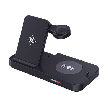 For Samsung Series 3 in 1 15W Earphones/Phones/Watch Fold Wireless Charger Stand(Black) - Multifunction Charger by PMC Jewellery | Online Shopping South Africa | PMC Jewellery | Buy Now Pay Later Mobicred