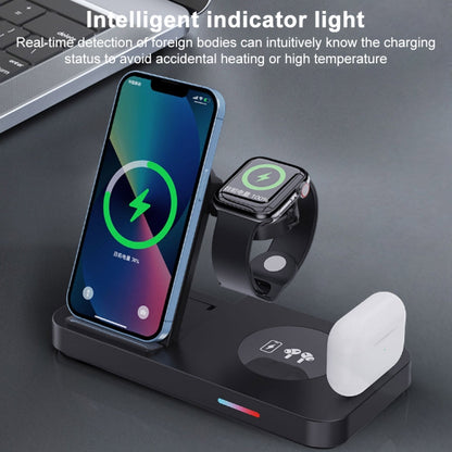 For Apple Series 3 in 1 15W Earphones/Phones/Watch Fold Wireless Charger Stand(Black) - Multifunction Charger by PMC Jewellery | Online Shopping South Africa | PMC Jewellery | Buy Now Pay Later Mobicred