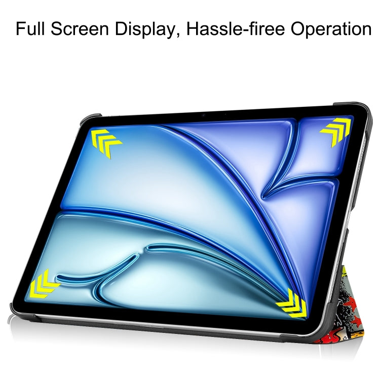 For iPad Air 13 2024 Custer Painted 3-Fold Holder Smart Leather Tablet Case(Graffiti) - iPad Air 13 2024 Cases by PMC TechLife | Online Shopping South Africa | PMC TechLife | Buy Now Pay Later Mobicred