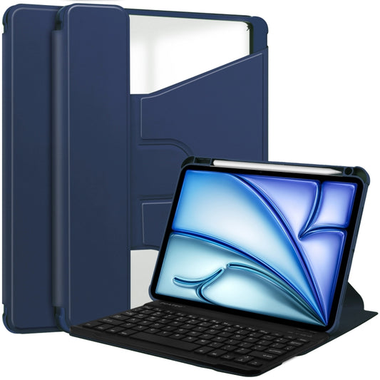 For iPad Air 13 2024 Transparent Rotation Smart Leather Tablet Case with Keyboard(Dark Blue) - iPad Air 13 2024 Cases by PMC Jewellery | Online Shopping South Africa | PMC Jewellery | Buy Now Pay Later Mobicred