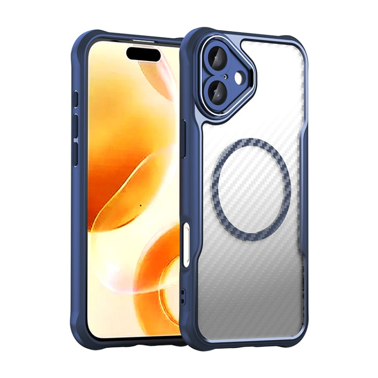 For iPhone 16 Plus Carbon Fiber Texture MagSafe Translucent Phone Case(Blue) - iPhone 16 Plus Cases by PMC Jewellery | Online Shopping South Africa | PMC Jewellery | Buy Now Pay Later Mobicred