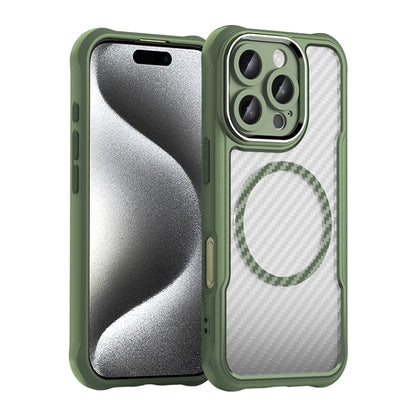 For iPhone 16 Pro Carbon Fiber Texture MagSafe Translucent Phone Case(Green) - iPhone 16 Pro Cases by PMC Jewellery | Online Shopping South Africa | PMC Jewellery | Buy Now Pay Later Mobicred