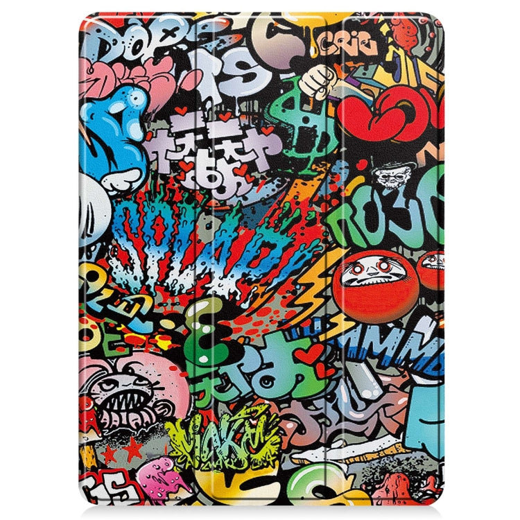 For iPad Pro 11 2024 Custer Painted 3-Fold Holder Smart Leather Tablet Case with Pen Tray(Graffiti) - iPad Pro 11 2024 Cases by PMC Jewellery | Online Shopping South Africa | PMC Jewellery | Buy Now Pay Later Mobicred