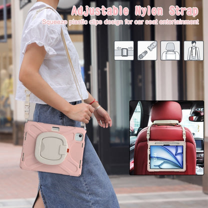 For iPad Air 11 2024 / Air 11 2025 Silicone Hybrid PC Tablet Case with Holder & Shoulder Strap(Cherry Blossom Pink) - iPad Air 11 2025 / 2024 Cases by PMC Jewellery | Online Shopping South Africa | PMC Jewellery | Buy Now Pay Later Mobicred