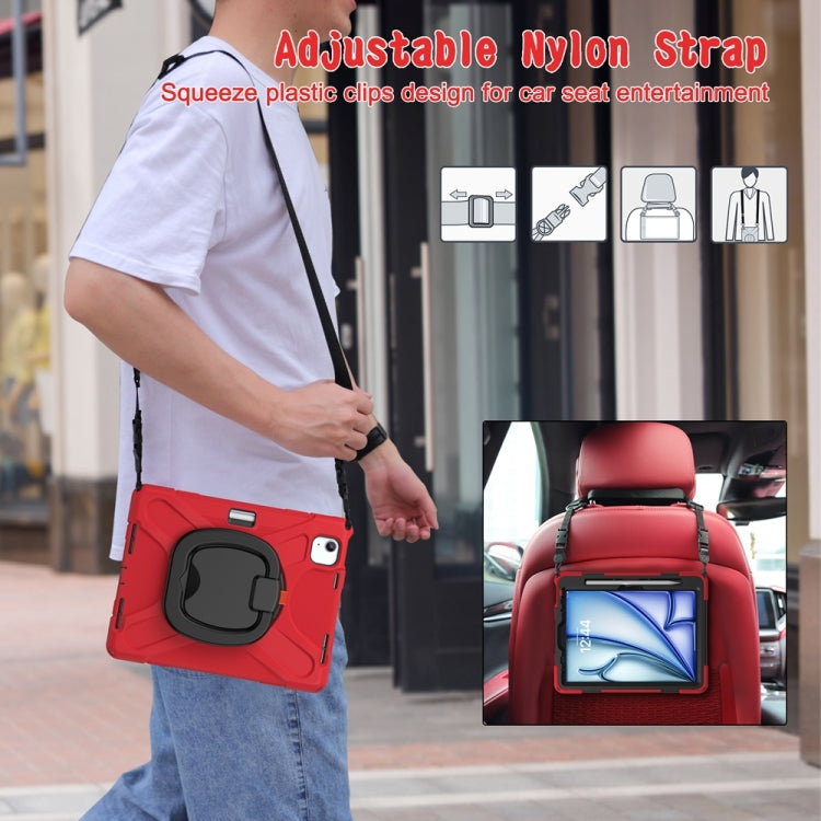 For iPad Air 11 2024 Silicone Hybrid PC Tablet Case with Holder & Shoulder Strap(Red) - iPad Air 11 2024 Cases by PMC Jewellery | Online Shopping South Africa | PMC Jewellery | Buy Now Pay Later Mobicred