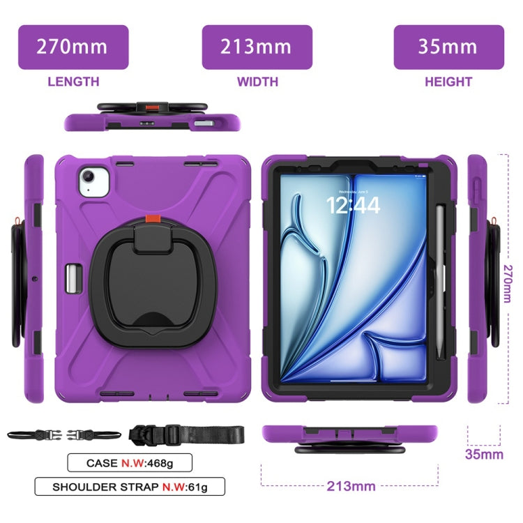 For iPad Air 11 2024 Silicone Hybrid PC Tablet Case with Holder & Shoulder Strap(Purple) - iPad Air 11 2024 Cases by PMC Jewellery | Online Shopping South Africa | PMC Jewellery | Buy Now Pay Later Mobicred