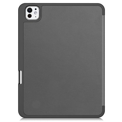 For iPad Pro 11 2024 Custer TPU Pure Color 3-Fold Holder Smart Leather Tablet Case with Pen Tray(Grey) - iPad Pro 11 2024 Cases by PMC Jewellery | Online Shopping South Africa | PMC Jewellery | Buy Now Pay Later Mobicred