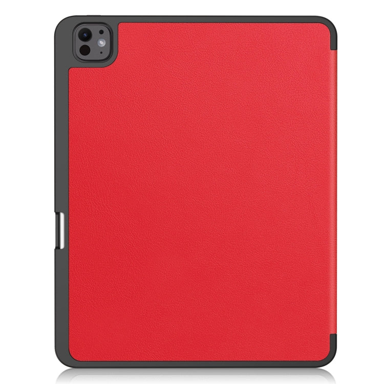 For iPad Pro 13 2024 Custer TPU Pure Color 3-Fold Holder Smart Leather Tablet Case with Pen Tray(Red) - iPad Pro 13 2024 Cases by PMC Jewellery | Online Shopping South Africa | PMC Jewellery | Buy Now Pay Later Mobicred