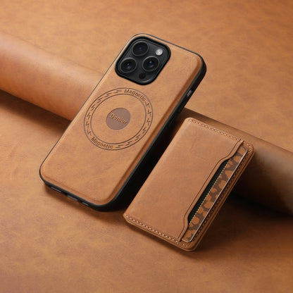 For iPhone 15 Pro Max Denior D13 Retro Texture Leather MagSafe Card Bag Phone Case(Brown) - iPhone 15 Pro Max Cases by Denior | Online Shopping South Africa | PMC Jewellery | Buy Now Pay Later Mobicred