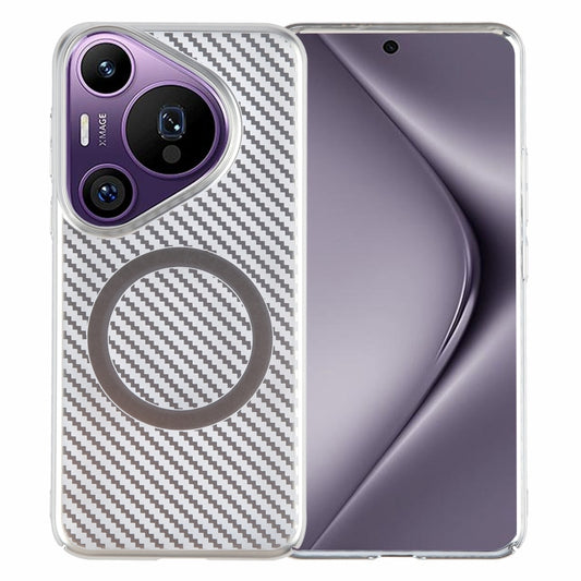 For Huawei Pura 70 Pro /70 Pro+ 6D Plated Carbon Fiber Clear Magsafe PC Phone Case(Starlight Silver) - Huawei Cases by PMC Jewellery | Online Shopping South Africa | PMC Jewellery | Buy Now Pay Later Mobicred