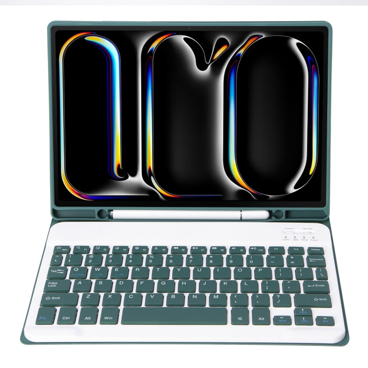 For iPad Pro 11 2024 A13B Lambskin Texture Bluetooth Touch Keyboard Leather Tablet Case with Pen Slot(Dark Green) - For iPad Pro by PMC TechLife | Online Shopping South Africa | PMC TechLife | Buy Now Pay Later Mobicred